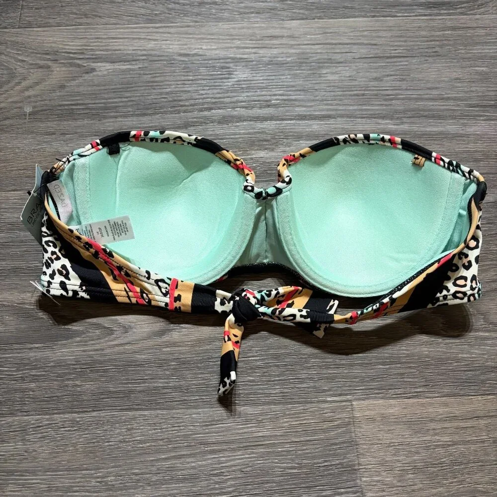 NEW Sundazed Black Push-up Underwire Bra Size 34D Bikini Top Swim Wear Tie Back - Picture 4 of 10